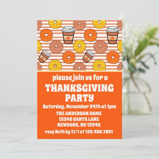 Herfst Donuts & Coffee Thanksgiving Party Sinaasap Kaart (Staand voorkant)