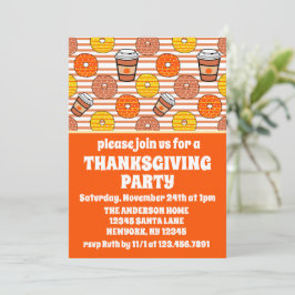 Herfst Donuts & Coffee Thanksgiving Party Sinaasap Kaart