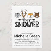 Herfst Doodle Animals Baby shower Kaart (Voorkant / Achterkant)