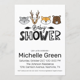 Herfst Doodle Animals Baby shower Kaart