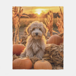 Herfst Doodle Pup Fleece Deken