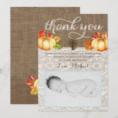 Herfst doop Dank u Kaarten voor Boy, Pompoenen (Voorkant / Achterkant)