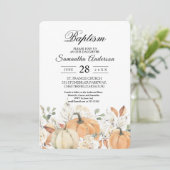 Herfst Doop in Landelijke Stijl | Waterverf Pompoe Kaart (Staand voorkant)