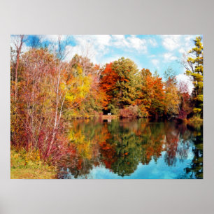 Herfst door het Park Lake-Fall Leaves Poster