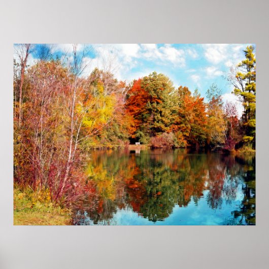 Herfst door het Park Lake-Fall Leaves Poster (Voorkant)