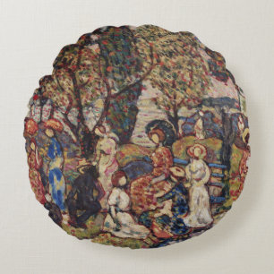 Herfst door Maurice Prendergast, Vintage Fine Art Rond Kussen