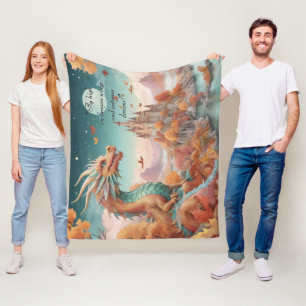 Herfst Dragon River Castle Sterrennacht Tekst Fleece Deken