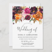 Herfst Dream: Rustic Autumn Herfst Flowers Wedding Kaart (Voorkant)