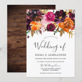 Herfst Dream: Rustic Autumn Herfst Flowers Wedding Kaart