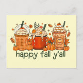 Herfst Drink met crème Happy Herfst Yall Briefkaart (Voorkant)