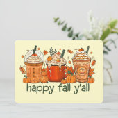 Herfst Drink met crème Happy Herfst Yall Kaart (Staand voorkant)