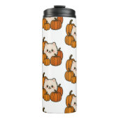 Herfst Drinkfles met Pomeranian en Pompoen Thermosbeker (Voorkant)