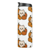 Herfst Drinkfles met Pomeranian en Pompoen Thermosbeker (Geroteerd rechts)