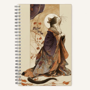 "Herfst Droom" Japanse Kat in Kimono Kunst Notitieboek