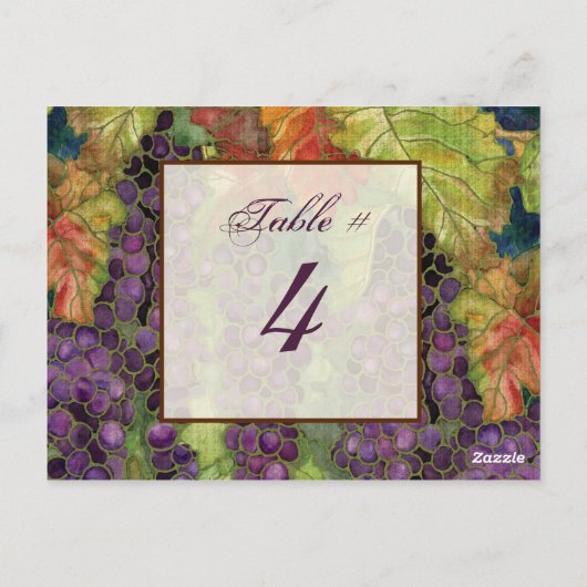 Herfst Druivenblad Tafelnummer Kaart (Achterkant)