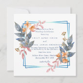 Herfst Dusty Blue Oranje Leaf Wedding nodigt budge (Voorkant)
