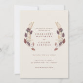 Herfst Dusty Paarse Rust Wheat Floral Arch Wedding Kaart (Voorkant)