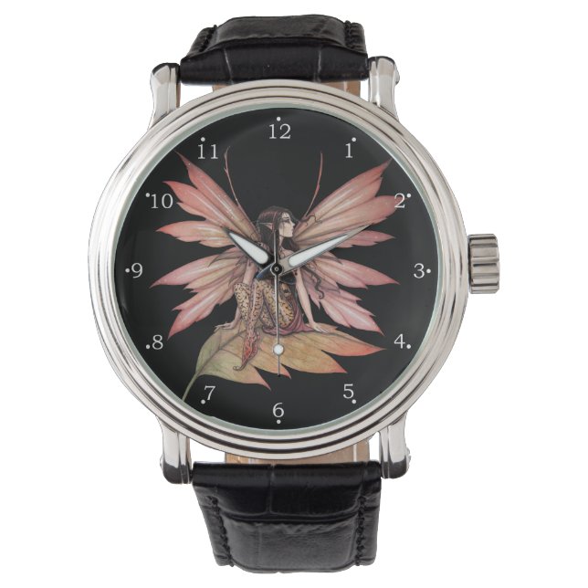 Herfst Dwaalende Fee Fantasie Kunst Horloge (Voorkant)