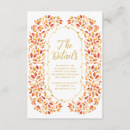 Herfst Earth Tones Rustic Leaves Wedding Details Informatiekaartje