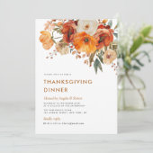 herfst Earthtone Bloemen Thanksgiving Diner Kaart (Staand voorkant)