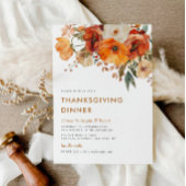 herfst Earthtone Bloemen Thanksgiving Diner Kaart
