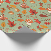 Herfst Eekhoorn en Kastanjes Naadloze Gift Wrap Cadeaupapier (Hoek)