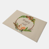 Herfst eekhoorn en natuur met aanpasbare tekst deurmat (Schuin)