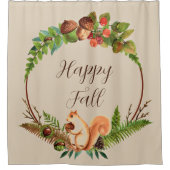 Herfst eekhoorn en natuur met aanpasbare tekst douchegordijn (Voorkant)