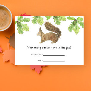 Herfst Eekhoorn Hoeveel snoepjes baby shower spel Informatiekaartje