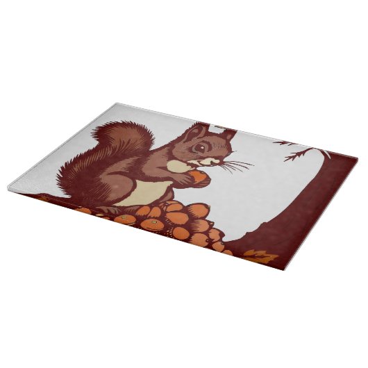 🐿️ Herfst Eekhoorn – Keuken Accessoire Snijplank (Hoek)