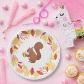 Herfst eekhoorn met nop papieren bordje (Feest)