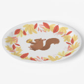 Herfst eekhoorn met nop papieren bordje (Gekanteld)