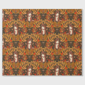 Herfst eekhoorn op donkerbruin cadeaupapier (Vlak)