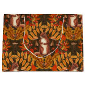 Herfst eekhoorn op donkerbruin groot cadeauzakje (Voorkant)