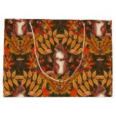 Herfst eekhoorn op donkerbruin groot cadeauzakje (Achterkant)