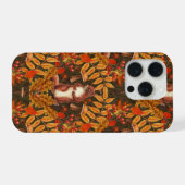 Herfst eekhoorn op donkerbruin iPhone hoesje (Achterkant horizontaal)