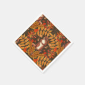 Herfst eekhoorn op donkerbruin servet (Hoek)