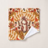 Herfst eekhoorn op off white bad handdoek (Wasdoekje)