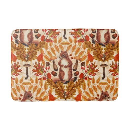 Herfst eekhoorn op off white badmat (Voorkant)