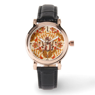 Herfst eekhoorn op off white horloge