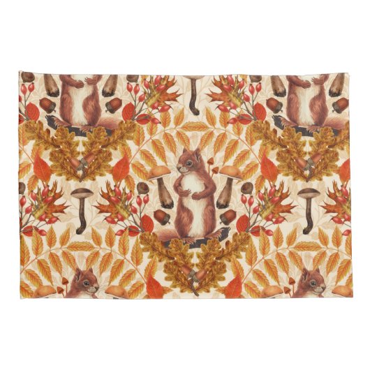 Herfst eekhoorn op off white kussensloop (Achterkant-Rechts)