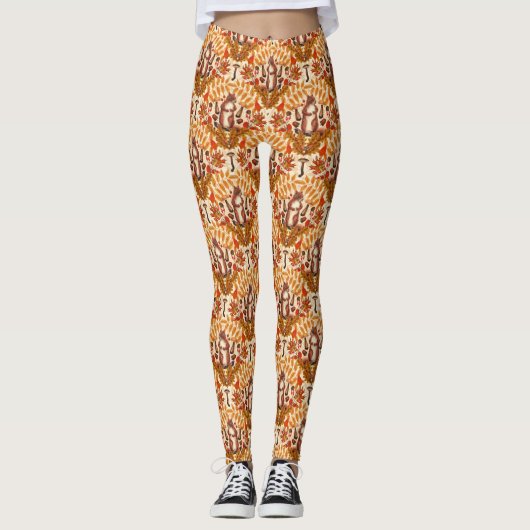 Herfst eekhoorn op off white leggings (Voorkant)