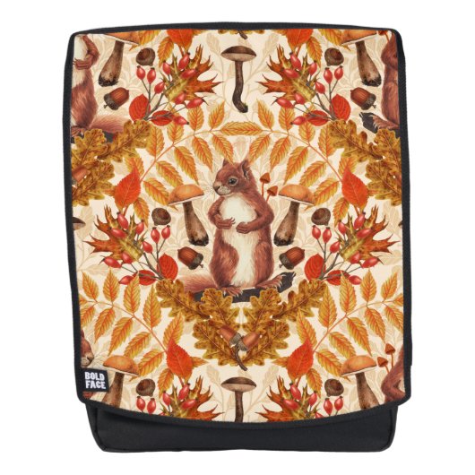 Herfst eekhoorn op off white rugtassen (Voorkant)