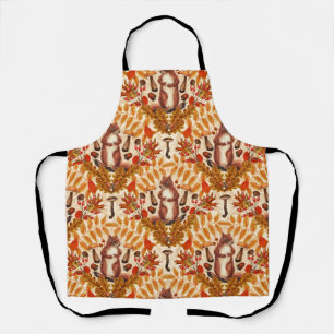 Herfst eekhoorn op off white schort