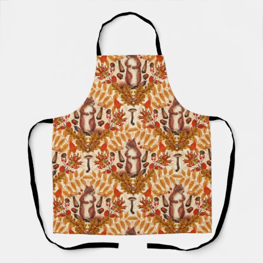 Herfst eekhoorn op off white schort (Voorkant)