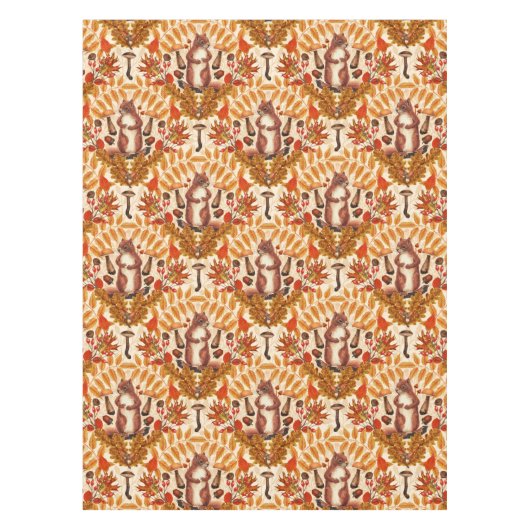 Herfst eekhoorn op off white tafelkleed (Voorkant)