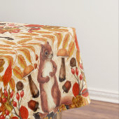 Herfst eekhoorn op off white tafelkleed (Voorbeeld)