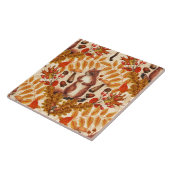 Herfst eekhoorn op off white tegeltje (Zijkant)