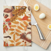 Herfst eekhoorn op off white theedoek (Quarter Fold)