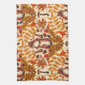 Herfst eekhoorn op off white theedoek (Verticaal)